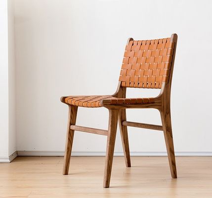 Postverpakking N Moderne PU leer stoel en rug Houten eetstoel met/zonder armsteun