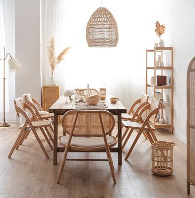 Moderne massief hout rotan eetstoel Japanse stijl ontwerp voor moderne interieurs en restaurants