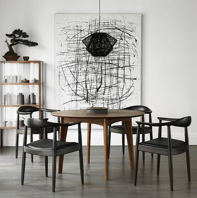 PU-leerstoel Houten eetstoel W61*D55*H76CM voor moderne restaurants met noordisch design in 2023