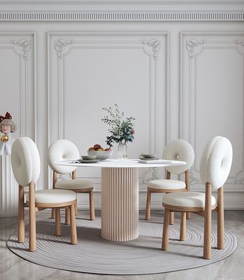 Eetkamermeubilair Massivhouten lamswol Donut stoel voor modern eten in Noordisch design in restaurants en cafés