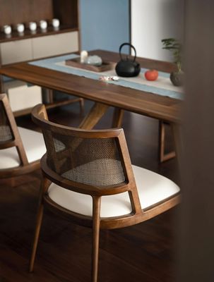 Ashwood Frame Nordic Design Modern Solid Wood PU Leather Rattan Eetkamer Restaurant Stoel 2023 voor cafés en restaurants