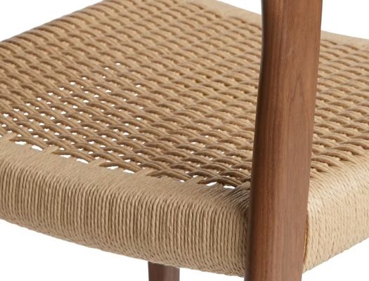 Woonkamermeubelen Handgeweven touw Eetstoel in Walnootkleur met massief houten frame