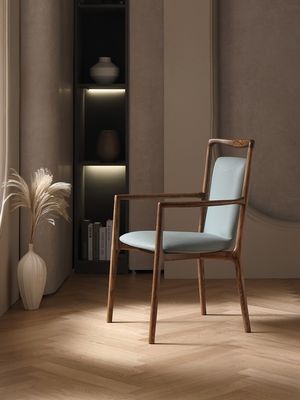 Home Meubelen Algemeen Italiaans Design Moderne Solid Wood PU Lederij Eetkamer Restaurant Stoel met armsteun