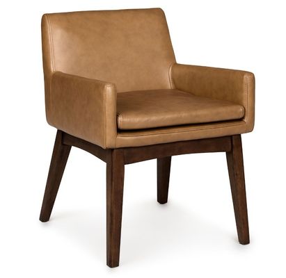 Restaurant Eetstoel W57*D57*H76CM met massief houten frame en PU leer bekleding in Noorse moderne stijl