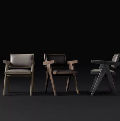 Topklasse Hotel Restaurant Home Moderne houten PU stoelen met armsteun W52*D53.3*H70CM voor woonkamer stoel