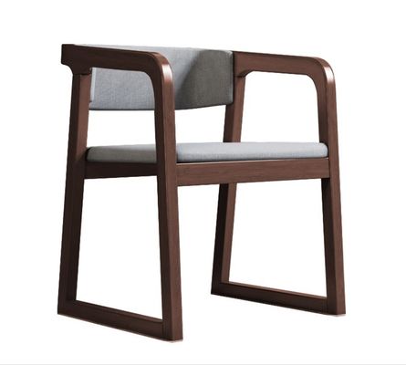 Eetkamermeubilair Moderne ontwerp Massief hout katoen en linnen/PU leer stoel met armsteun en kussen voor restaurant