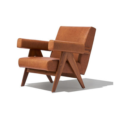 Leisure Lounge Sofa stoel van massief hout met aan te passen PU leer en as hout frame