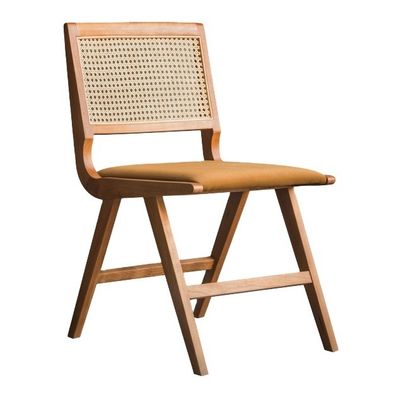 Moderne stoel voor stoffen van natuurlijke rotan van massief hout Eetstoel voor restaurant hotel