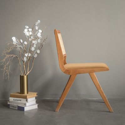 Moderne stoel voor stoffen van natuurlijke rotan van massief hout Eetstoel voor restaurant hotel