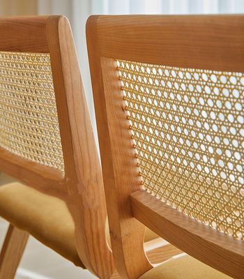 Moderne stoel voor stoffen van natuurlijke rotan van massief hout Eetstoel voor restaurant hotel