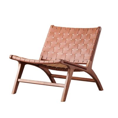Zware houten zadel leer eengezamen woonkamer sofa stoel hotel essentieel
