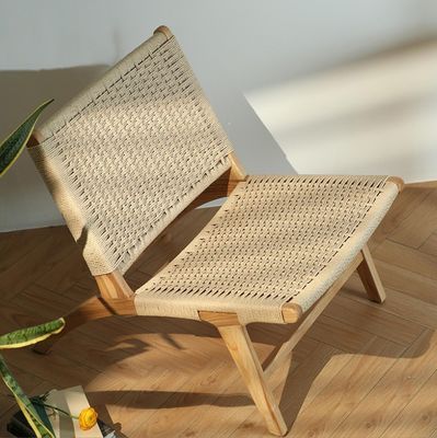 Solid hout geweven koord enkelvoudige bank stoel mix van stijl en functie voor woonkamermeubilair