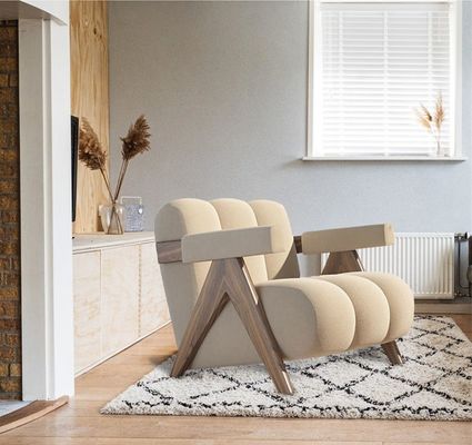 Stevig modern ontwerp Houten stoffen Woonkamer Polstered Eetstoel Sofa Set Meubels