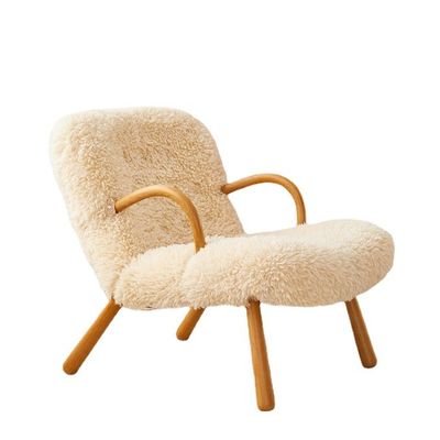 Nordic Special Modern Design Solid Wood Ash Frame Materiaal Lamswol Stoffering Leisure Living Room Stoel voor slaapkamer