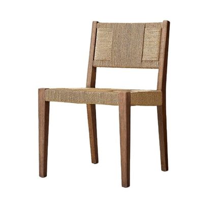 Natuurlijke afwerking Nitrolacquer Solid Wood Woven Cord Oak Eetstoel voor Modern Japanse Design Restaurant of Armsteun