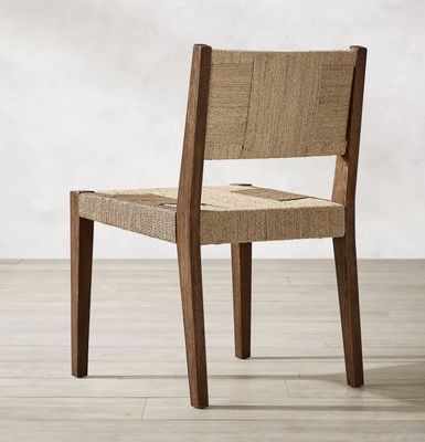 Natuurlijke afwerking Nitrolacquer Solid Wood Woven Cord Oak Eetstoel voor Modern Japanse Design Restaurant of Armsteun