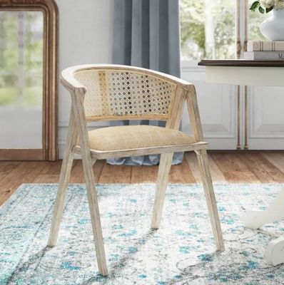 Woonkamermeubelen Japanse stijl Solid hout rattan stof Eén eetstoel met modern design