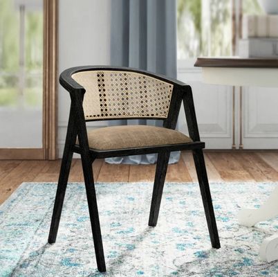 Woonkamermeubelen Japanse stijl Solid hout rattan stof Eén eetstoel met modern design