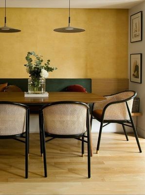 Chique fauteuil Simpel PU leer/stof En Rattan Eetkamer Woonkamer Meubelen Restaurant Hoofdstuk Japanse stijl Moderne houten stoel