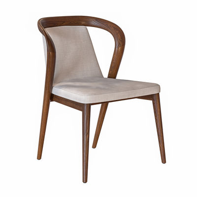 Witte/bruine Noorse design Moderne restaurantstoelen van massief hout PU leer eetkamerstoel