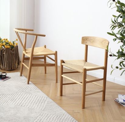 Eetstoel Best Customized Modern Style Eiken Solid Wood Woven Cord Hotel Armrest Restaurant Stoelen