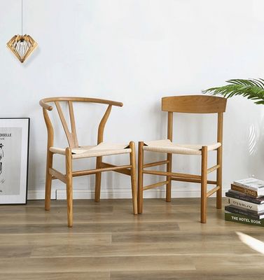 Eetstoel Best Customized Modern Style Eiken Solid Wood Woven Cord Hotel Armrest Restaurant Stoelen