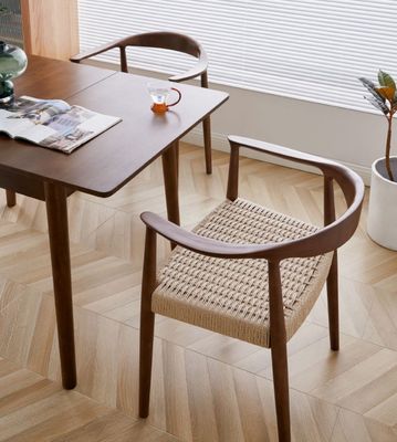 Home Meubelen Moderne Noord-Europese stijl Geweven touw Eetstoelen met rubberen houten frame