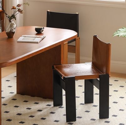 Italiaanse klassieke luxe moderne oliewas lederen houten eetstoel voor woonkamermeubelen binnen Postverpakking N