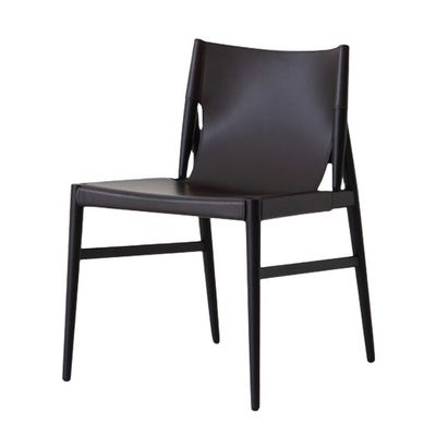 Houten eetstoel Italiaanse klassieke luxe moderne café stoel Zwarte/bruine stijl Leven PU leer woonkamermeubilair
