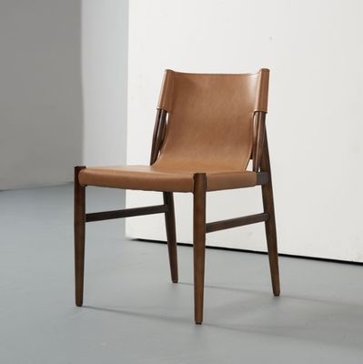Houten eetstoel Italiaanse klassieke luxe moderne café stoel Zwarte/bruine stijl Leven PU leer woonkamermeubilair