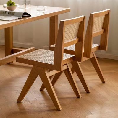 Hall Modern Simple Solid Wood Rattan rugleuning Eetkamer Stoel Voor woonkamer Meubelen Rubber Hout