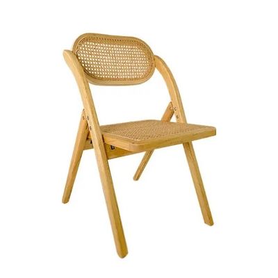 Algemeen Huishoudelijk meubilair Stevig Franse moderne stoel opvouwbare stoel Rattan Back Solid Wood Eetstoel Opvouwbare stoel