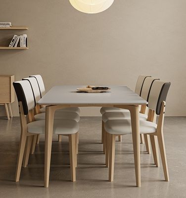 Home Meubelen Klassiek Houten Moderne Eiken Eetstoel Woonkamer Meubelen Solid Hout PU Lederafwerking Nitrolacquer