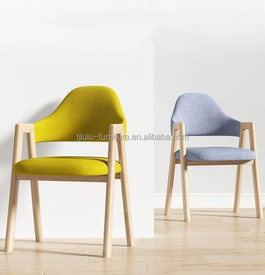 Houten raam Eetkamer stoel Nordic Home Meubels Keuken Gepuppelde stoel van stoffen voor hotel Restaurant en thuis