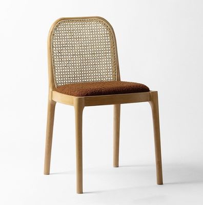 Lamswol/Velvet Rattan Eetstoel W47*D50*H78CM Luxe modern hout voor woonkamermeubelen