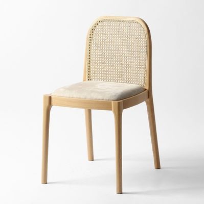 Lamswol/Velvet Rattan Eetstoel W47*D50*H78CM Luxe modern hout voor woonkamermeubelen