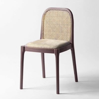 Lamswol/Velvet Rattan Eetstoel W47*D50*H78CM Luxe modern hout voor woonkamermeubelen