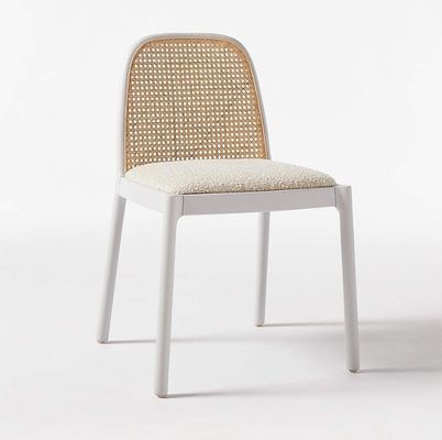 Lamswol/Velvet Rattan Eetstoel W47*D50*H78CM Luxe modern hout voor woonkamermeubelen