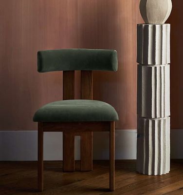 Groene fluweel/lamswol materiaal Moderne stoel van massief hout voor luxe woonkamermeubelen