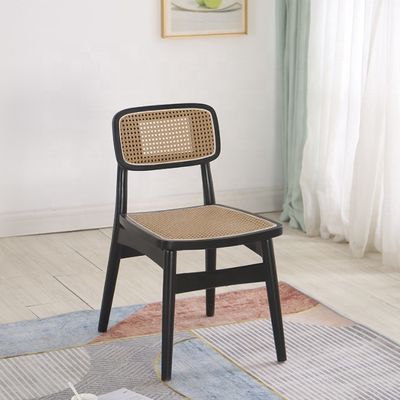 Opvouwbare rotstalen stoel geen opvouwbare eenvoudige stijl rotstalen gaas rugleuning Houten eetstoel rotstalen wicker stoelen