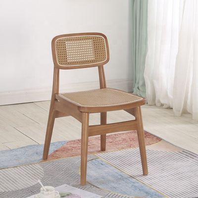 Opvouwbare rotstalen stoel geen opvouwbare eenvoudige stijl rotstalen gaas rugleuning Houten eetstoel rotstalen wicker stoelen