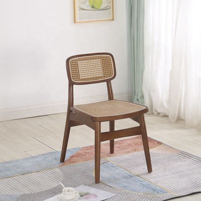 Opvouwbare rotstalen stoel geen opvouwbare eenvoudige stijl rotstalen gaas rugleuning Houten eetstoel rotstalen wicker stoelen