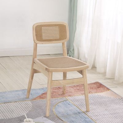 Opvouwbare rotstalen stoel geen opvouwbare eenvoudige stijl rotstalen gaas rugleuning Houten eetstoel rotstalen wicker stoelen