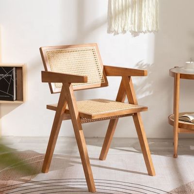 OEM-service geaccepteerd Eetkamermeubelontwerper Nordic Solid Wood Rattan Chair met rugleuning