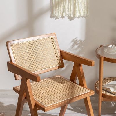 OEM-service geaccepteerd Eetkamermeubelontwerper Nordic Solid Wood Rattan Chair met rugleuning