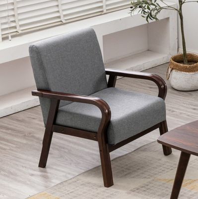 Home Meubelen Lounge Moderne houten armstoel Sofa Stoel met PU leer/stof cover materiaal Postverpakking N