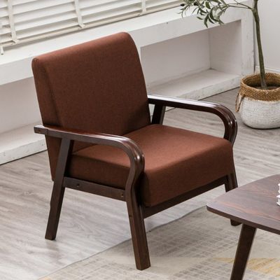 Home Meubelen Lounge Moderne houten armstoel Sofa Stoel met PU leer/stof cover materiaal Postverpakking N