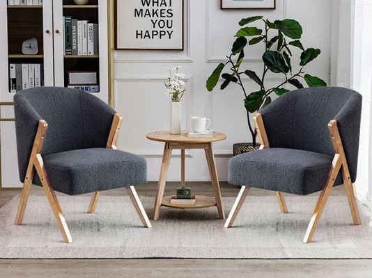 Appartement Woonkamer Meubelen Moderne Noordse houten stoel met fluweel lamswol en houten bank in hotelontwerp