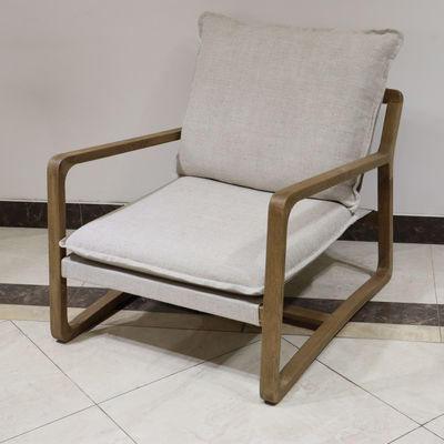 Stoel met tapijt van massief hout Leisure Lounge stoel voor woonkamer W71*D91*H76cm in eikenhout frame