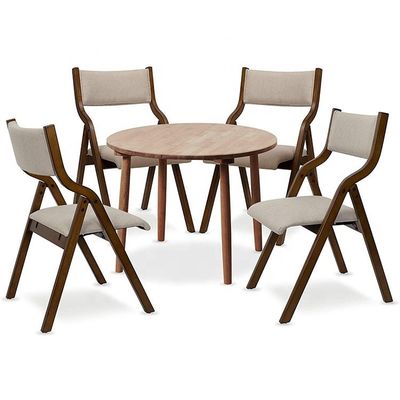 NC/PU Verf Afwerking Houten benen Stof Polstered Eetkamer Opvouwbare stoel voor restaurantleveranciers in bulk